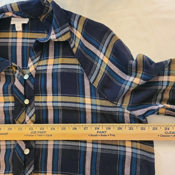 J Jill Womens Plaid Long Sleeve V-Neck Button Up Top Soft Modal Western Size S - Picture 7 of 10